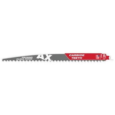 Milwaukee Tool 12" 3 TPI The AX with Carbide Teeth for Pruning & Clean Wood SAWZALL Blade 1PK