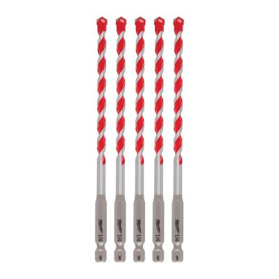Milwaukee Tool 1/4" x 4" x 6" SHOCKWAVE Impact Duty Carbide Hammer Drill Bits - Bulk 5 PK