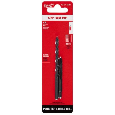 Milwaukee Tool 1/4"-28 NF Straight Flute Plug Tap & #3 Drill Bit