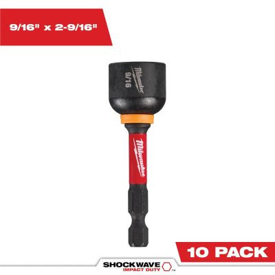 Milwaukee Tool SHOCKWAVE Impact Duty 9/16" x 2-9/16" Magnetic Nut Driver BULK 10