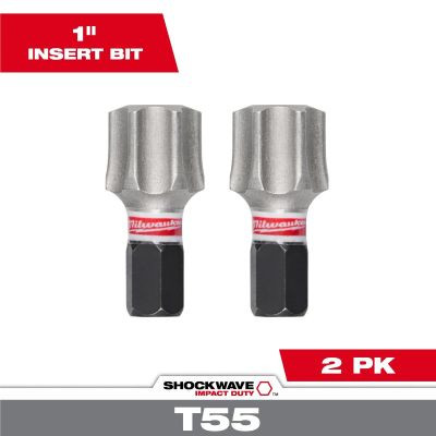 Milwaukee Tool SHOCKWAVE Impact Duty 1 Inch T55 Insert Bits 2Pk
