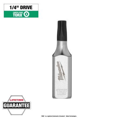 Milwaukee Tool 1/4 Inch Drive T27 Tamper Proof TORX Bit Socket