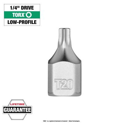 Milwaukee Tool 1/4 Inch Drive T20 Low-Profile TORX Bit Socket
