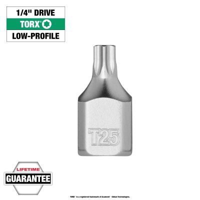Milwaukee Tool 1/4 Inch Drive T25 Low-Profile TORX Bit Socket