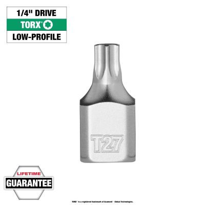 Milwaukee Tool 1/4 Inch Drive T27 Low-Profile TORX Bit Socket