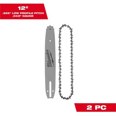 Milwaukee Tool 12" .325" LOW PROFILE Pitch, .043" Gauge Saw Chain and Guide Bar Set