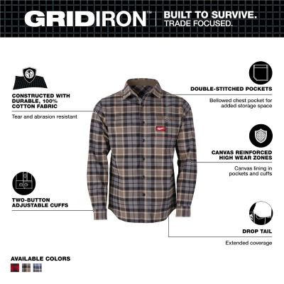Milwaukee Tool GRIDIRON Flannel Shirt - Gray - L