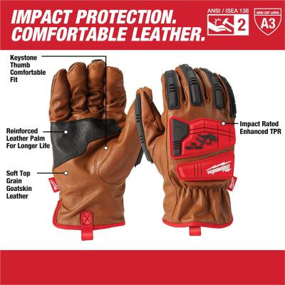 Milwaukee Tool Impact Cut Level 3 Goatskin Leather Gloves XL