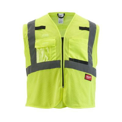 Milwaukee Tool Class 2 High Visibility Yellow Mesh Safety Vest - 4XL/5XL