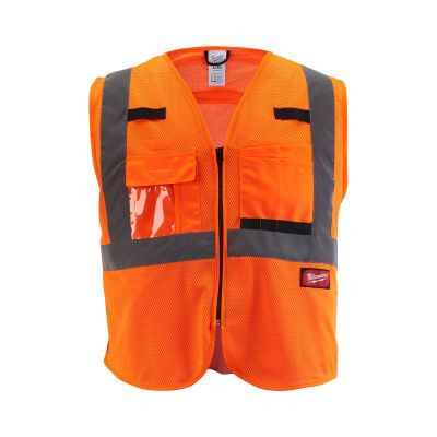 Milwaukee Tool Class 2 High Visibility Orange Mesh Safety Vest - 2XL/3XL