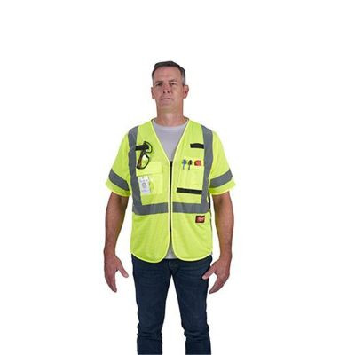 Milwaukee Tool Class 3 High Visibility Yellow Mesh Safety Vest - 4XL/5XL