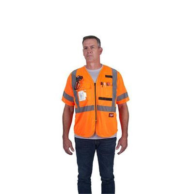Milwaukee Tool Class 3 High Visibility Orange Mesh Safety Vest - 2XL/3XL