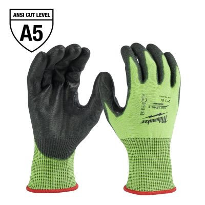 Milwaukee Tool High Visibility Cut Level 5 Polyurethane Dipped Gloves - XL
