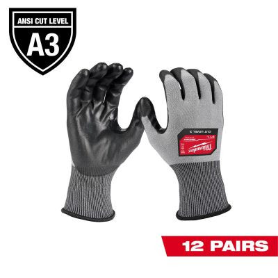 Milwaukee Tool 12 Pair Cut Level 3 High Dexterity Polyurethane Dipped Gloves - L