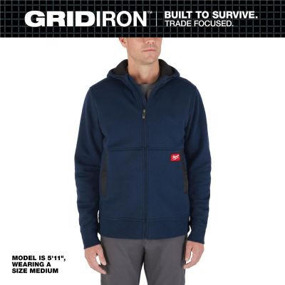 Milwaukee Tool GRIDIRON Full-Zip Hoodie- Blue- M