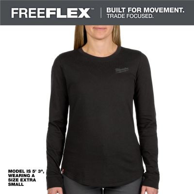 Milwaukee Tool Womens FREEFLEX Hybrid Tee - Long Sleeve Black XL
