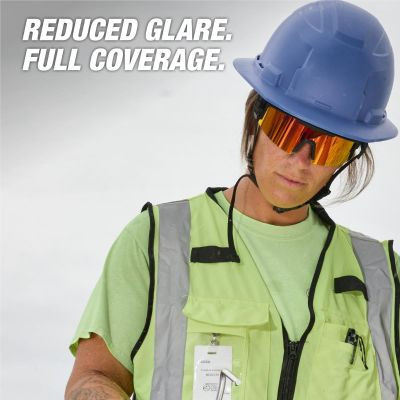Milwaukee Tool Polarized Wrap Around Safety Glasses - Red Mirrored Dual Coat Lens