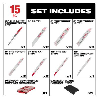 Milwaukee Tool Milwaukee 15PC SAWZALL Blade PACKOUT Kit