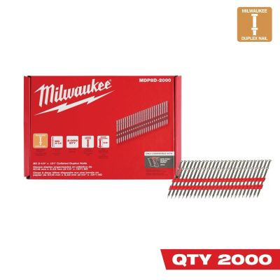 Milwaukee Tool 8D 2-1/4 Inch x .131 Inch Collated Duplex Nails