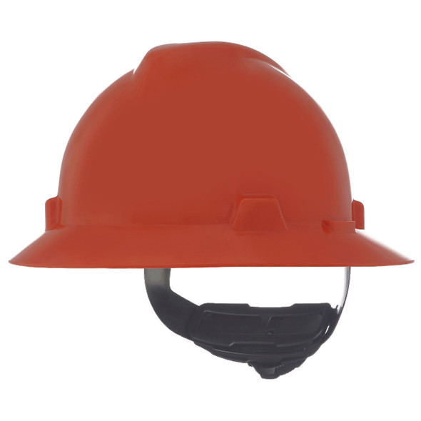 MSA V-Gard Full Brim Hard Hat Orange w/ Fas-Trac III Suspension
