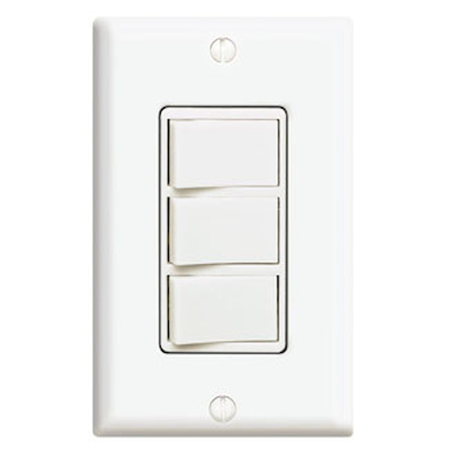 White 2W Decora 15 Amp Three Rocker Combination Switch