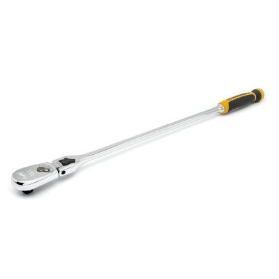 GearWrench 1/2 Inch Drive 90-Tooth Dual Material Locking Flex Head Teardrop Ratchet 24 Inch