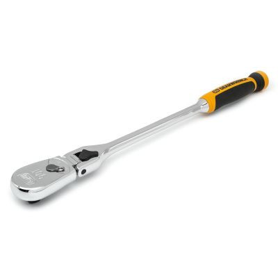 GearWrench 1/2 Inch Drive 90-Tooth Dual Material Locking Flex Head Teardrop Ratchet 17 Inch