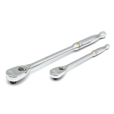 GearWrench 2 Piece 1/4 Inch & 3/8 Inch Drive 90-Tooth Long Handle Teardrop Ratchet Set