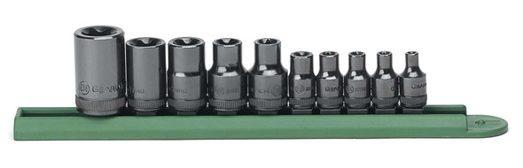 GearWrench 10 Piece 1/4 Inch, 3/8 Inch & 1/2 Inch Drive External Torx Socket Set - 80582