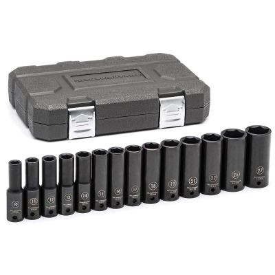 GearWrench 14 Piece 1/2 Inch Drive 6 Point Deep Impact Metric Socket Set