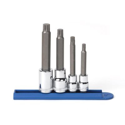 GearWrench 4 Piece 3/8 Inch & 1/2 Inch Drive Extra Long Triple Square Bit Metric Socket Set