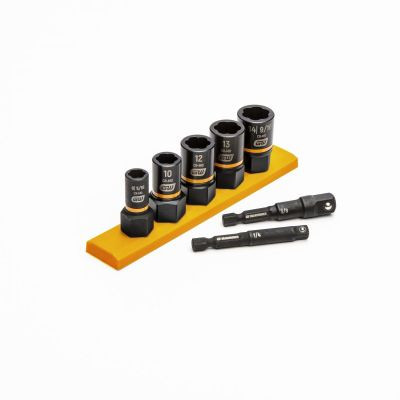 GearWrench 7 Piece 1/4 Inch & 3/8 Inch Drive Metric Bolt Biter Impact Extraction Socket Set