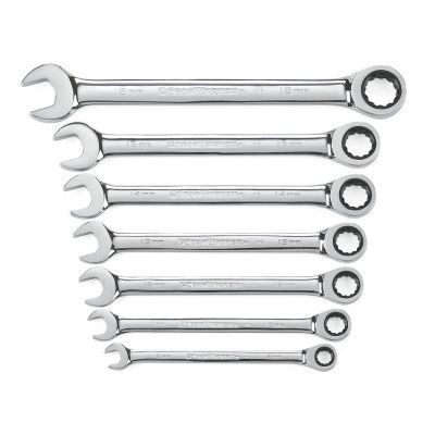 GearWrench 7 Piece 72-Tooth 12 Point Ratcheting Combination Metric Wrench Set