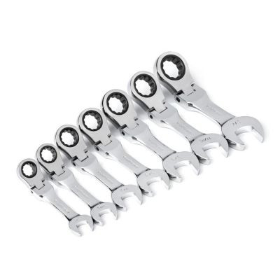 GearWrench 7 Piece 72-Tooth 12 Point Stubby Flex Head Ratcheting Combination SAE Wrench Set