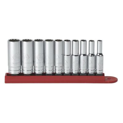 GearWrench 10 Piece 1/4 Inch Drive 12 Point Deep SAE Socket Set
