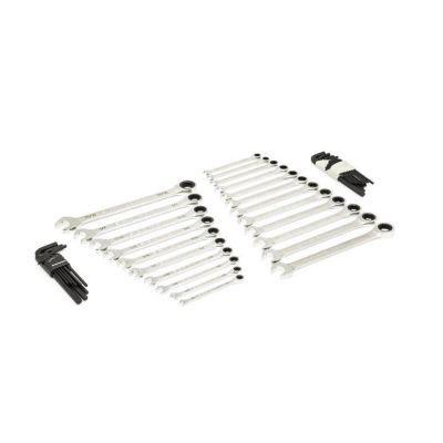 GearWrench 44 Piece 90T SAE/Metric Combination Ratcheting Wrench & Long Arm Hex Key Set with Foam Storage Tray