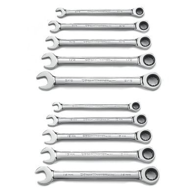 GearWrench 10 Piece 72-Tooth 12 Point Ratcheting Combination SAE/Metric Wrench Set