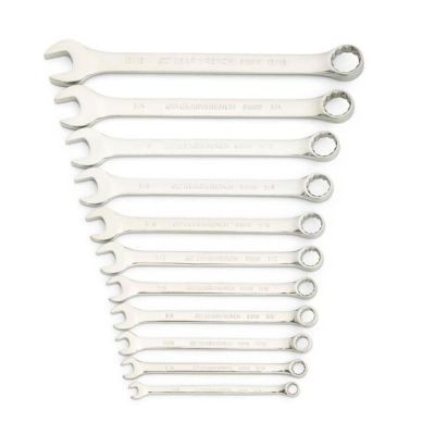GearWrench 11 Piece 12 Point Long Pattern Combination SAE Wrench Set with Tool Roll