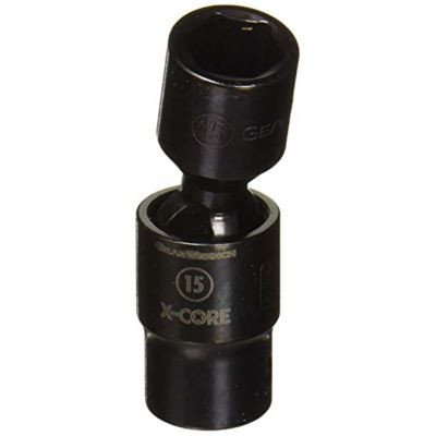 GearWrench 1/2 Inch Drive 6 Point Standard X-Core Pinless Impact Universal Metric Socket 15mm