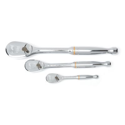 GearWrench 3 Piece 1/4 Inch, 3/8 Inch & 1/2 Inch Drive 90-Tooth Teardrop Ratchet Set