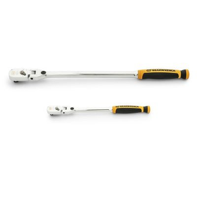 GearWrench 2 Piece 1/4 Inch & 3/8 Inch Drive 120XP Dual Material Handle Locking Flex Head Ratchet Set