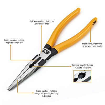 GearWrench 8 Inch PITBULL Long Nose Plier Dipped Handle