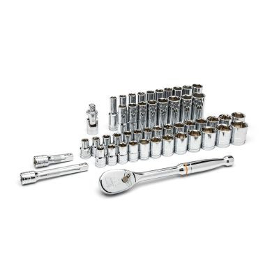 GearWrench 49 Piece 1/2 Inch Drive 6 Point Standard & Deep SAE/Metric Mechanics Tool Set