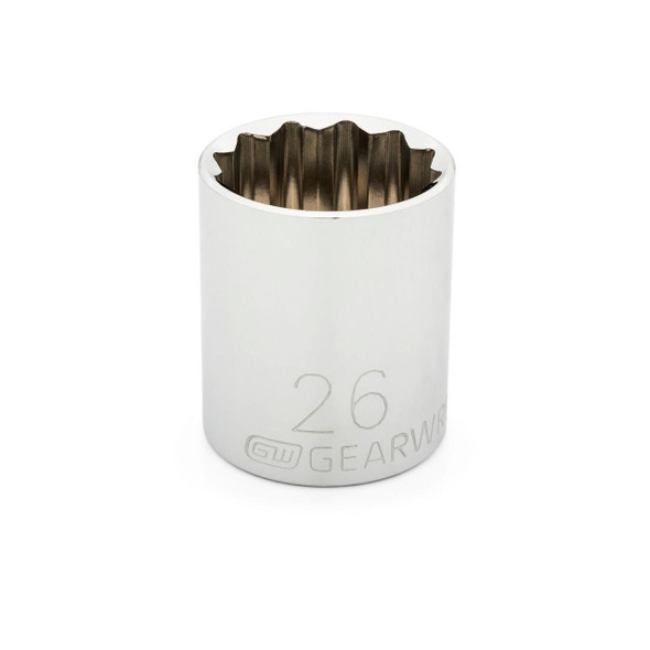 GearWrench 1/2 Inch Drive 12 Point Standard Metric Socket 26mm - 80681