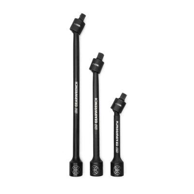 GearWrench 3 Piece 1/2 Inch Drive X-Core Pinless Universal Joint Impact Extension Set 6 Inch, 9 Inch & 12 Inch
