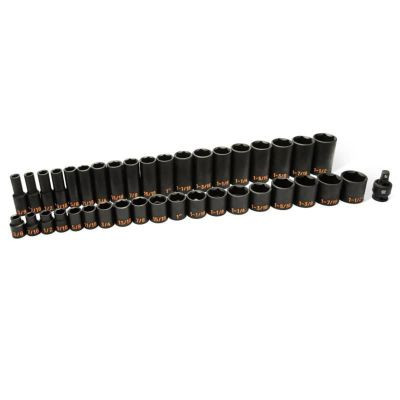 GEARWRENCH 39 Piece 1/2" Drive 6 Point SAE Hi-Viz Standard & Deep Impact Socket Set