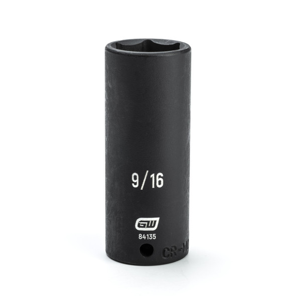 GearWrench 1/4 Inch Drive 6 Point Deep Impact SAE Socket 9/16 Inch - 84135