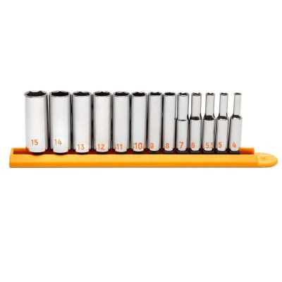 GEARWRENCH 13 Piece 1/4" Drive 6 Point Metric Hi-Viz Deep Socket Set