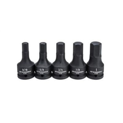 GearWrench 5 Piece 3/4 Inch Drive SAE Impact Hex Bit Socket Set with Case - 84899-06