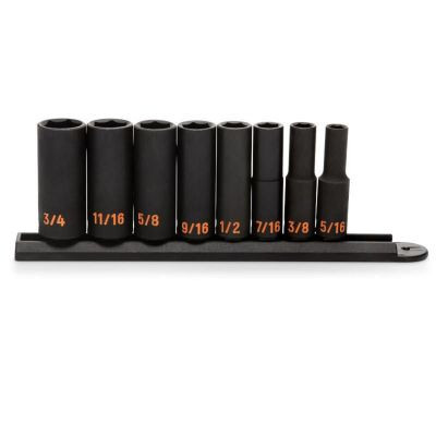 GEARWRENCH 8 Piece 3/8" Drive 6 Point SAE Hi-Viz Deep Impact Socket Set